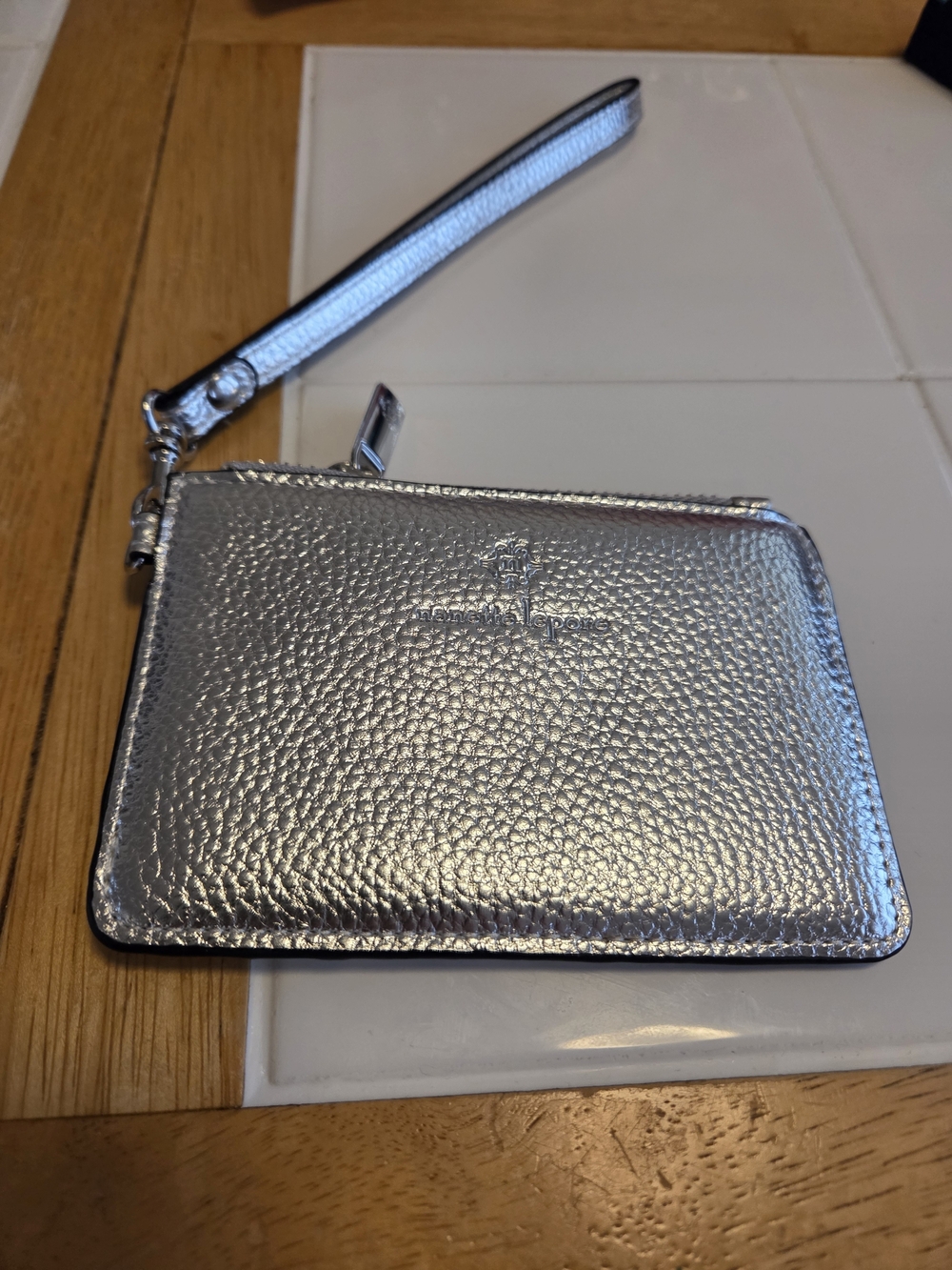 Nanette Lepore Silver Metallic Wristlet Clutch